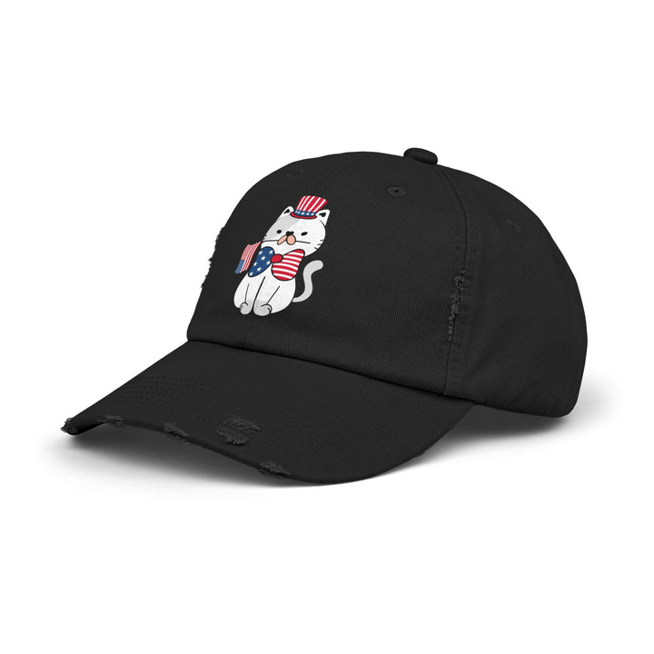 Patriotic Cat Unisex Distressed Hat