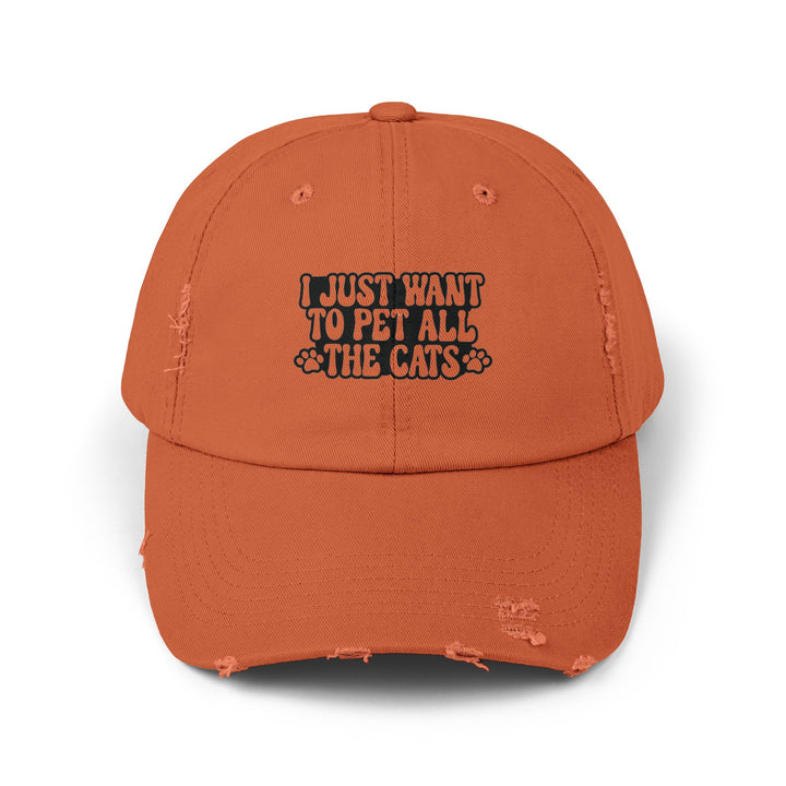 Pet All The Cats Unisex Distressed Hat
