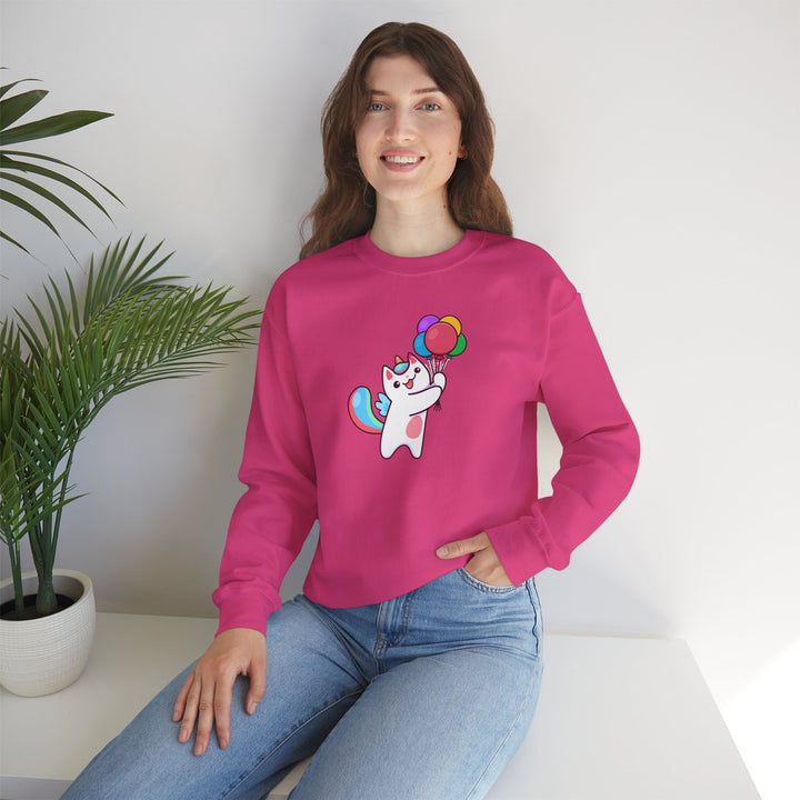 Caticorn and Balloons Unisex Crewneck Sweatshirt