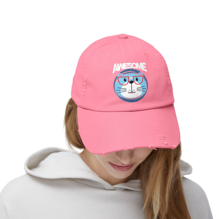Awesome Cat Unisex Distressed Hat
