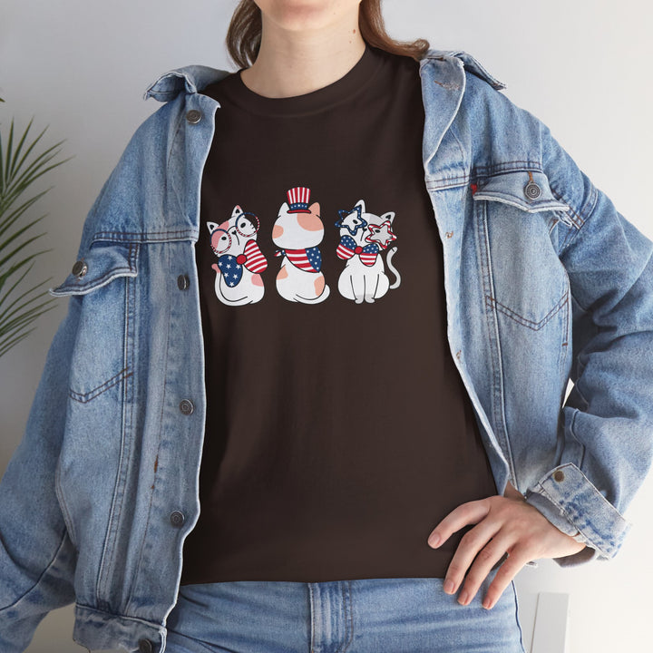 Flag Waving Cats Cotton Tee