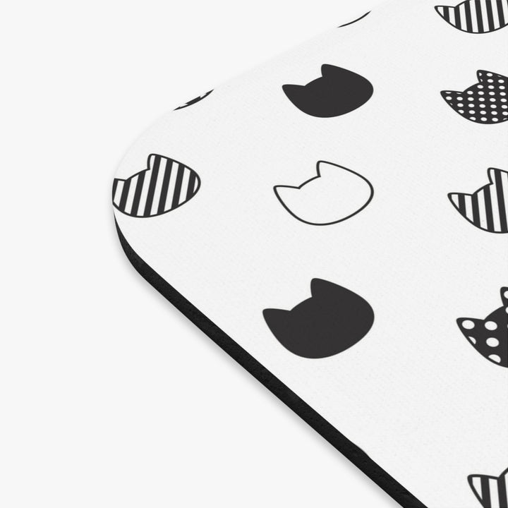 Patterned Black and White Cat Head Mouse Pad