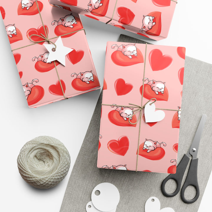 Cats on a Heart Cushion Gift Wrap