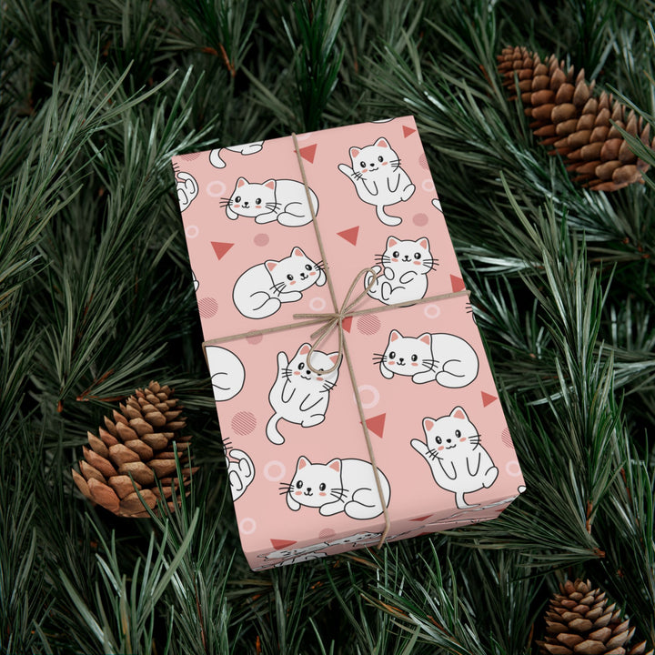 Playful White Cat Gift Wrap