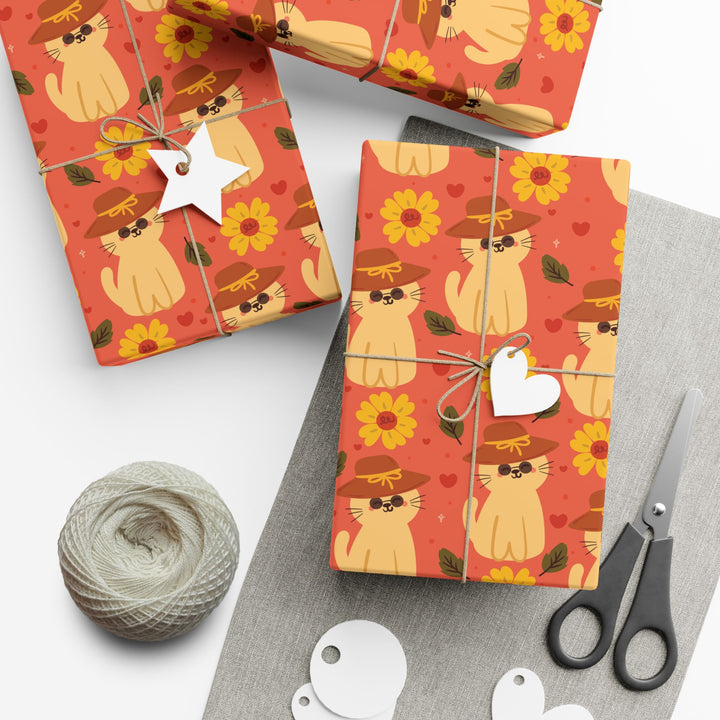 Straw Hat Cat Gift Wrap