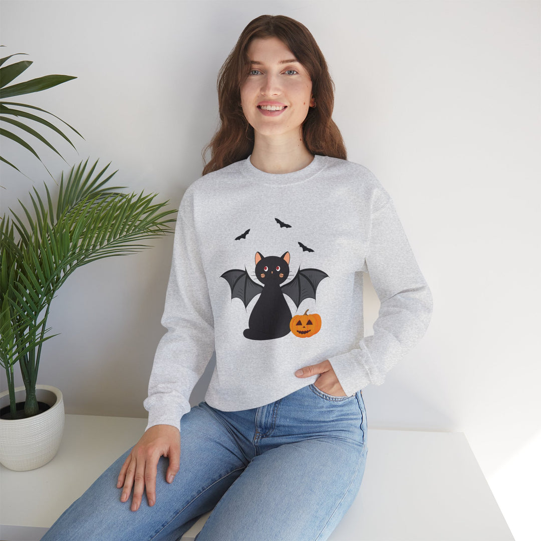Bat Cat Halloween Crewneck Sweatshirt