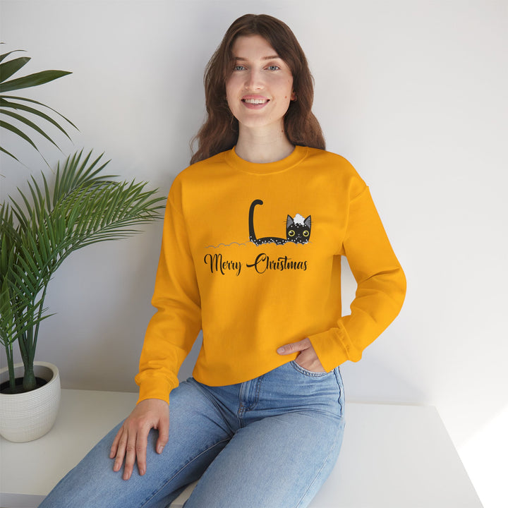Snowy Christmas Cat Unisex Crewneck Sweatshirt