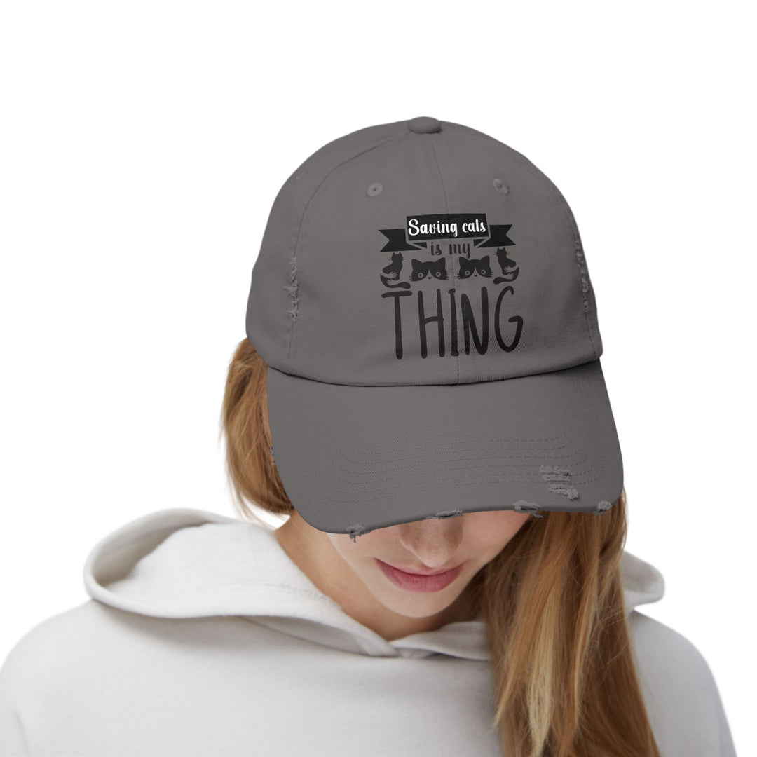 Saving Cats Unisex Distressed Hat