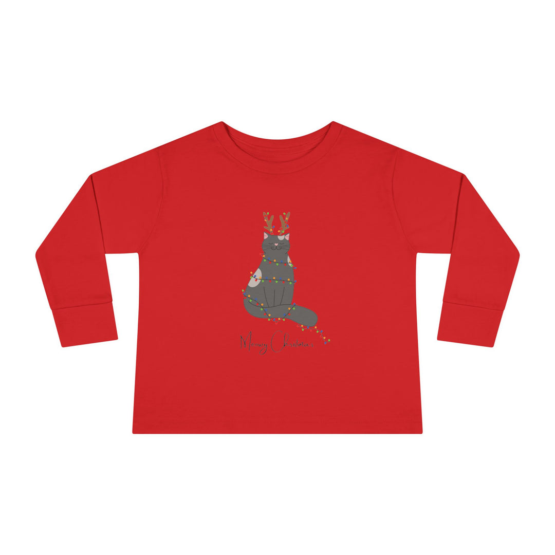 Bright Christmas Cat Toddler Long Sleeve Tee