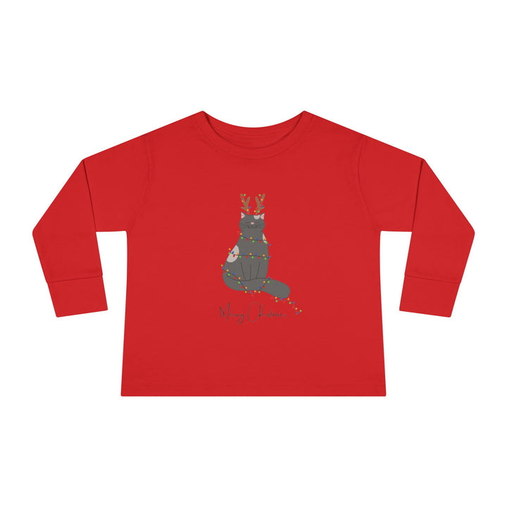 Bright Christmas Cat Toddler Long Sleeve Tee
