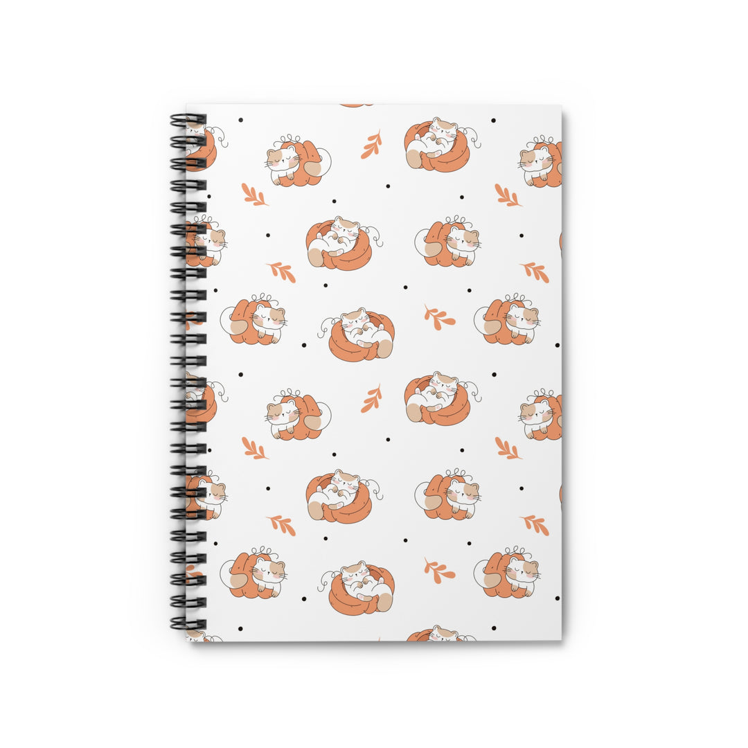 Sleepy Pumpkin Cat Spiral Notebook