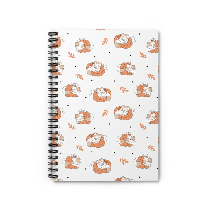 Sleepy Pumpkin Cat Spiral Notebook