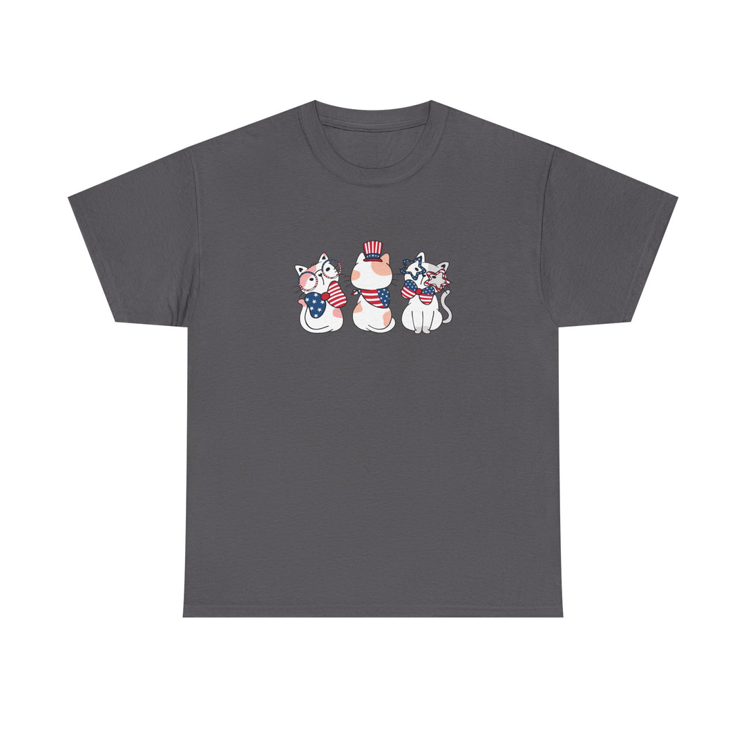 Flag Waving Cats Cotton Tee