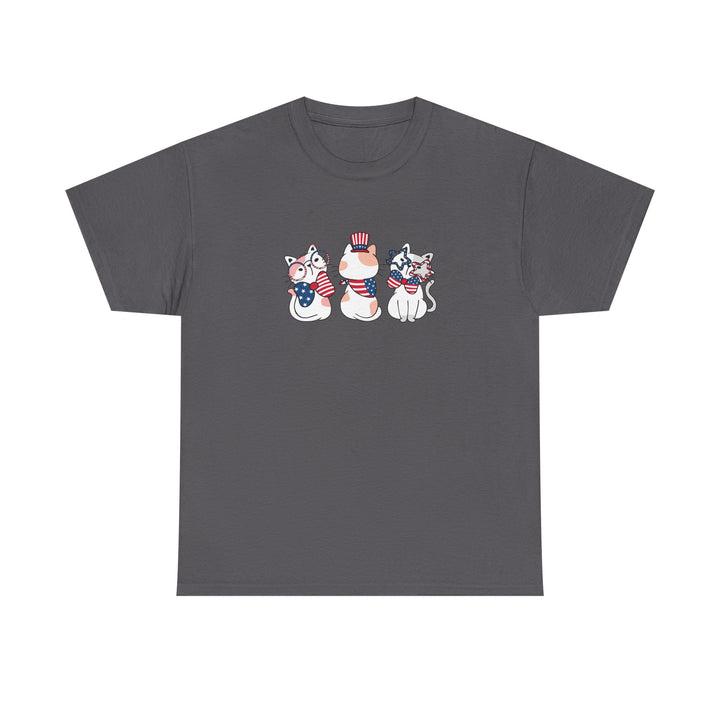 Flag Waving Cats Cotton Tee