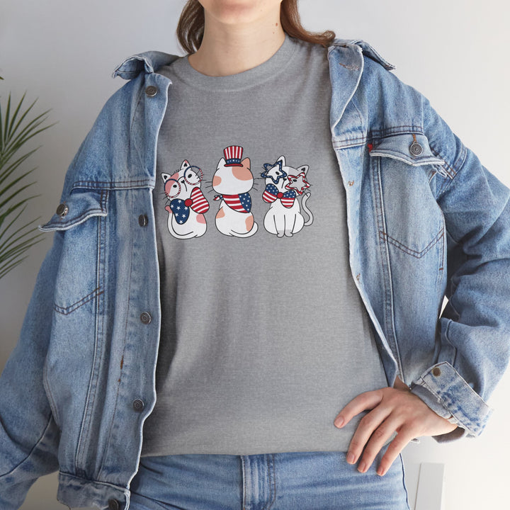 Flag Waving Cats Cotton Tee