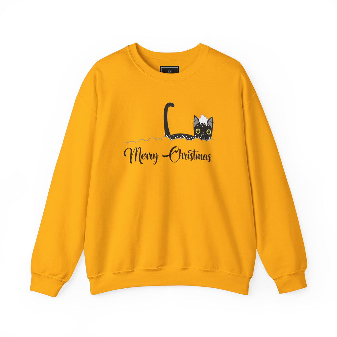 Snowy Christmas Cat Unisex Crewneck Sweatshirt