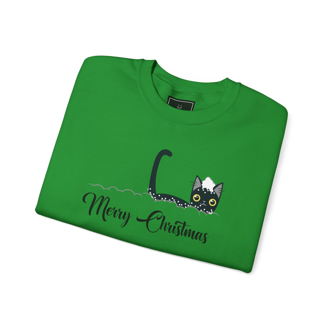 Snowy Christmas Cat Unisex Crewneck Sweatshirt