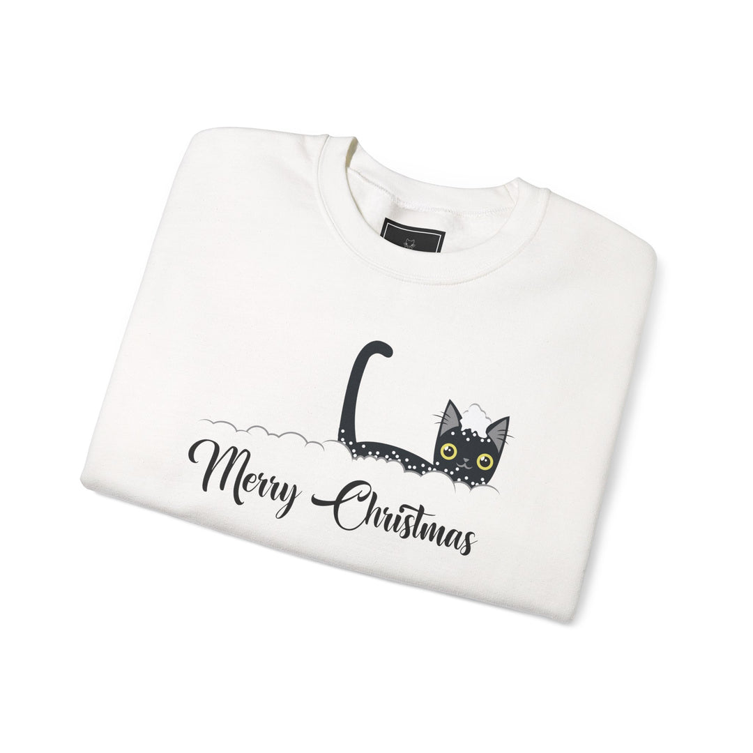 Snowy Christmas Cat Unisex Crewneck Sweatshirt