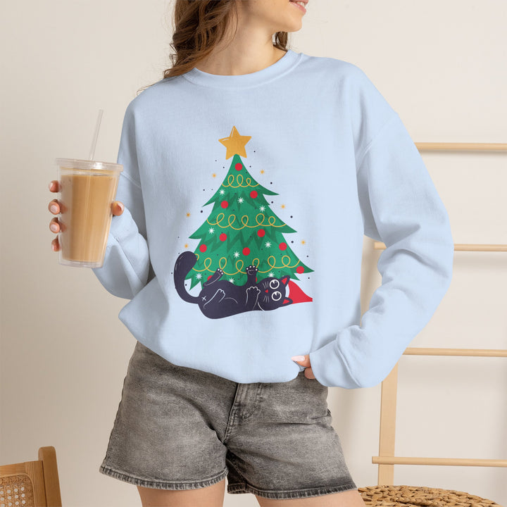 Mischievous Christmas Kitty Crewneck Sweatshirt