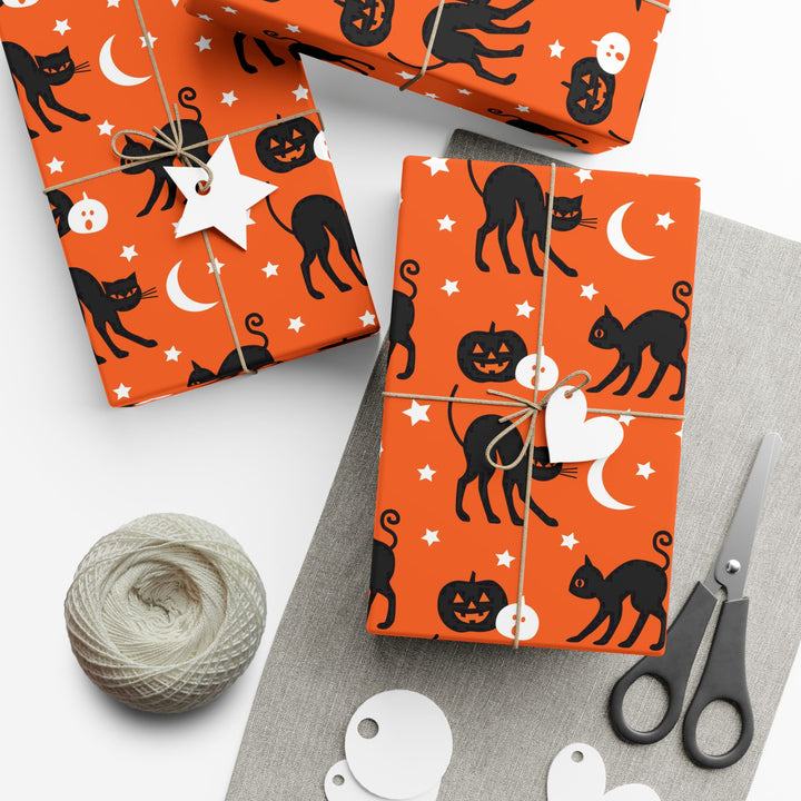 Black Cats and Pumpkins Gift Wrap