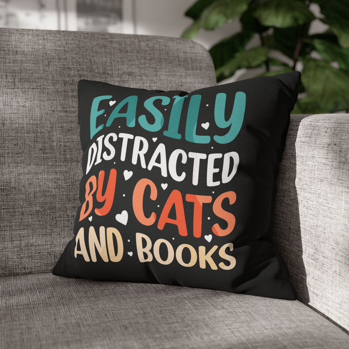 Cats and Books Square Pillow