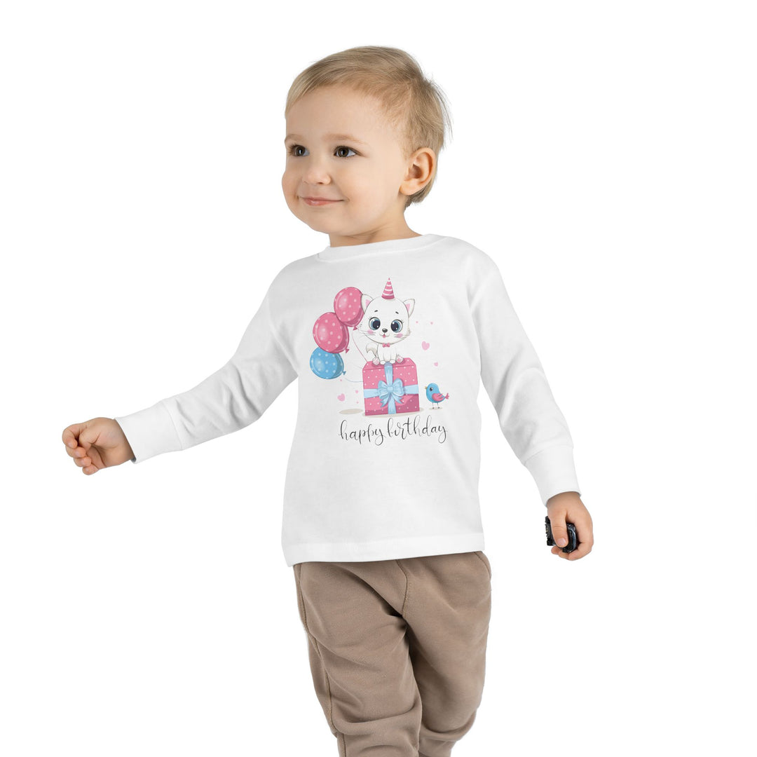 Happy Birthday Kitty Toddler Long Sleeve Tee