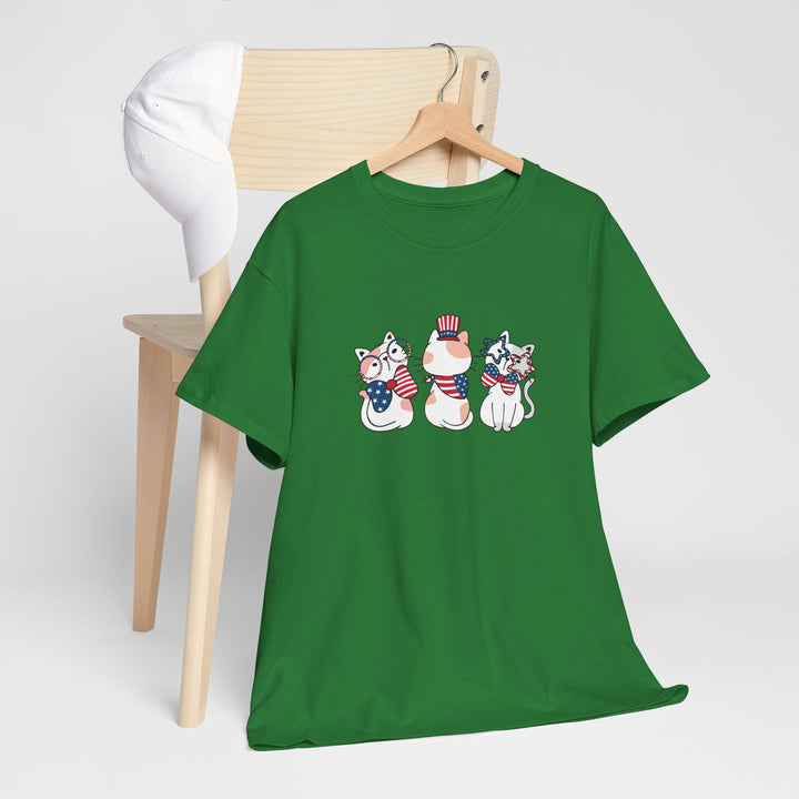 Flag Waving Cats Cotton Tee