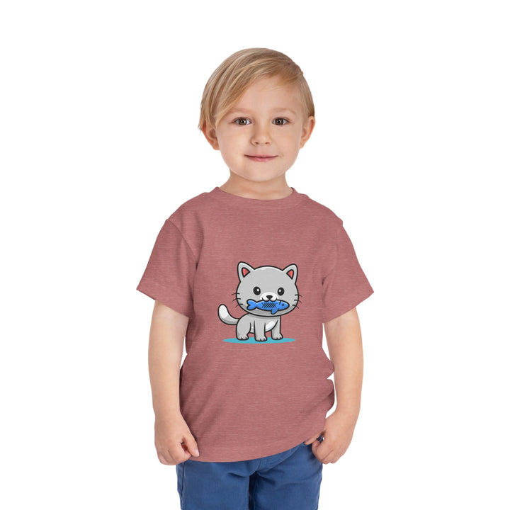 Cat Eating A Fish Toddler Tee