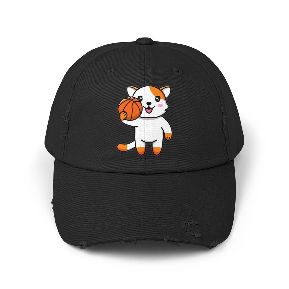 Basketball Cat Distressed Hat- Happy Little Kitty