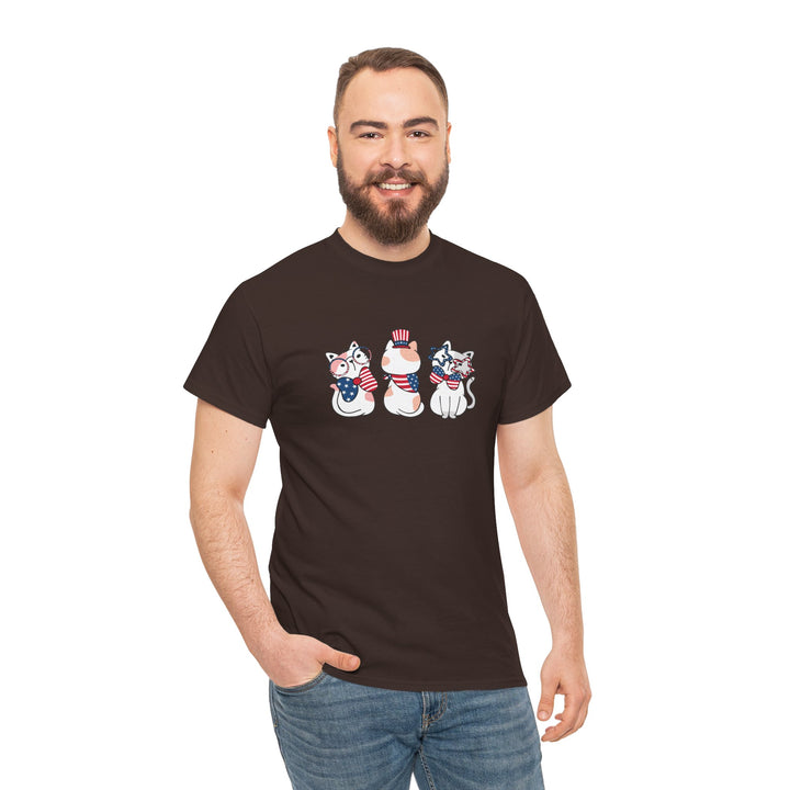 Flag Waving Cats Cotton Tee