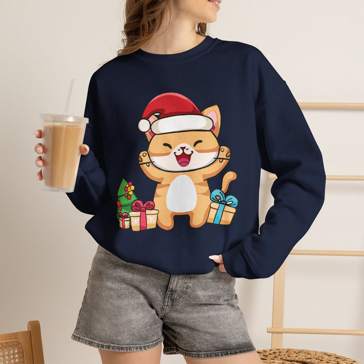 Happy Santa Cat Crewneck Sweatshirt