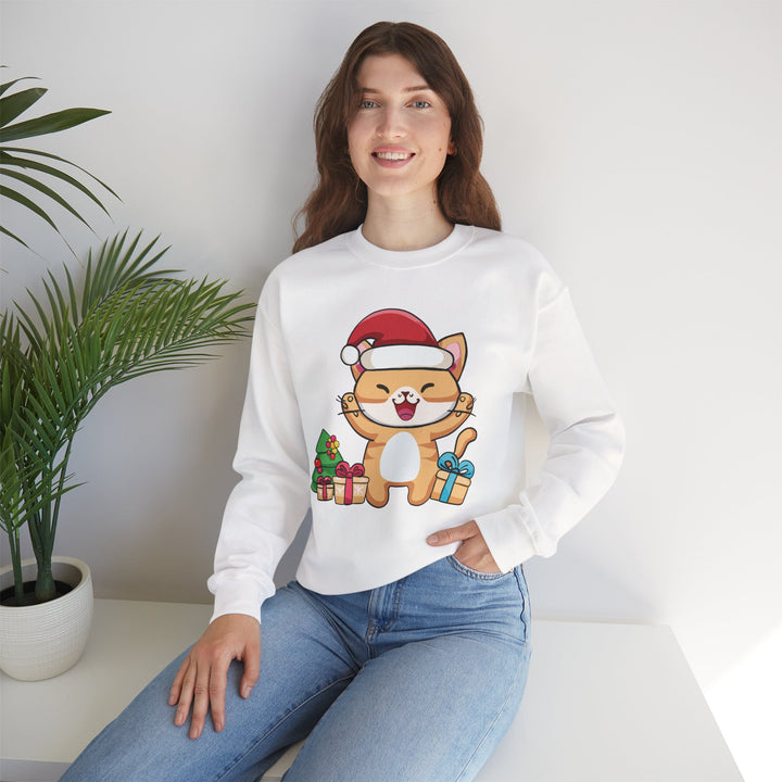 Happy Santa Cat Crewneck Sweatshirt