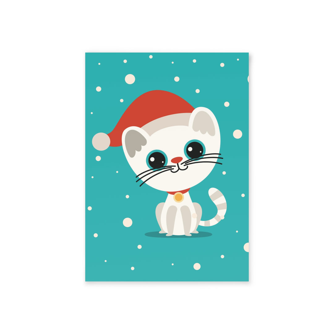 Teal Santa Cat Greeting Card