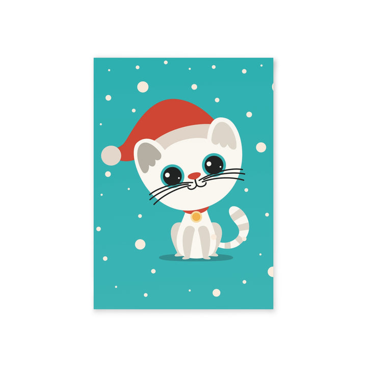 Teal Santa Cat Greeting Card