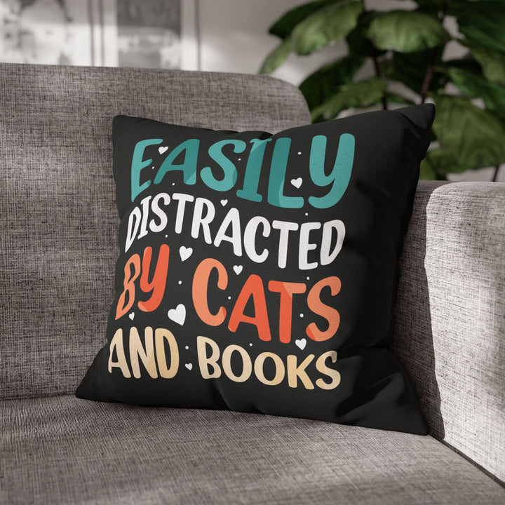 Cats and Books Square Pillow