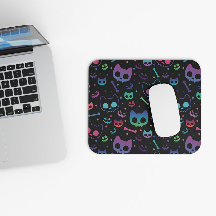 Neon Cat Skeleton Mouse Pad