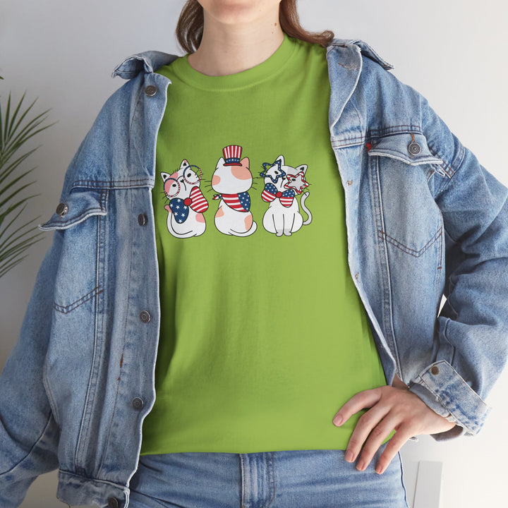 Flag Waving Cats Cotton Tee