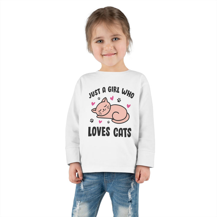 Girl Who Loves Cats Toddler Long Sleeve Tee