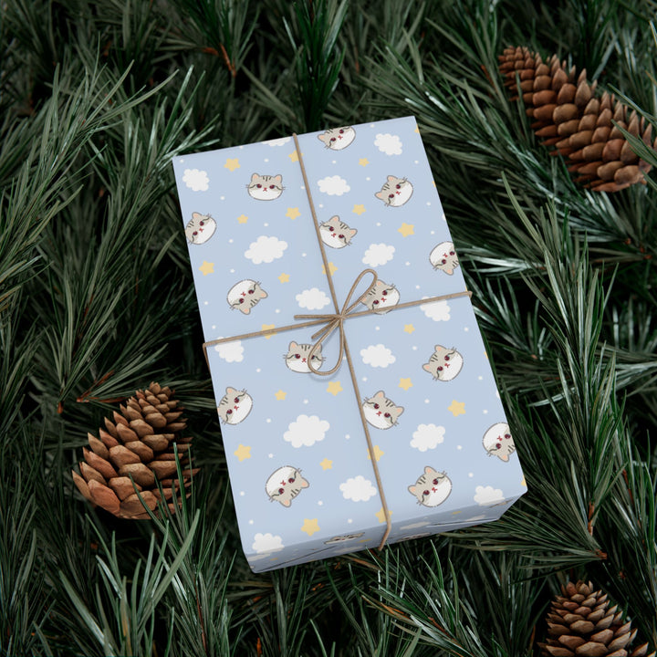 Gray Cat and Clouds Gift Wrap