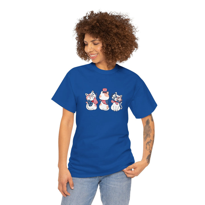 Flag Waving Cats Cotton Tee