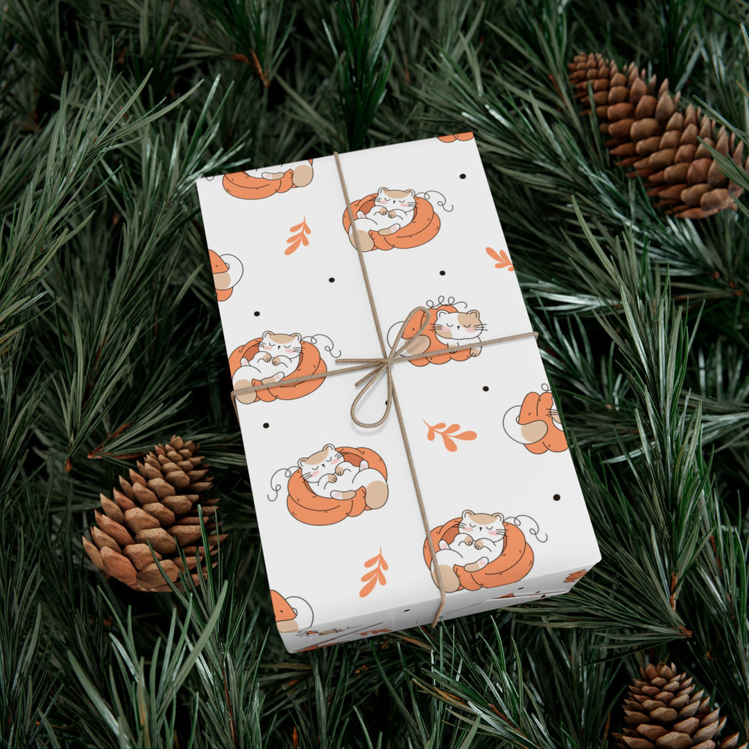 Sleepy Pumpkin Cat Gift Wrap