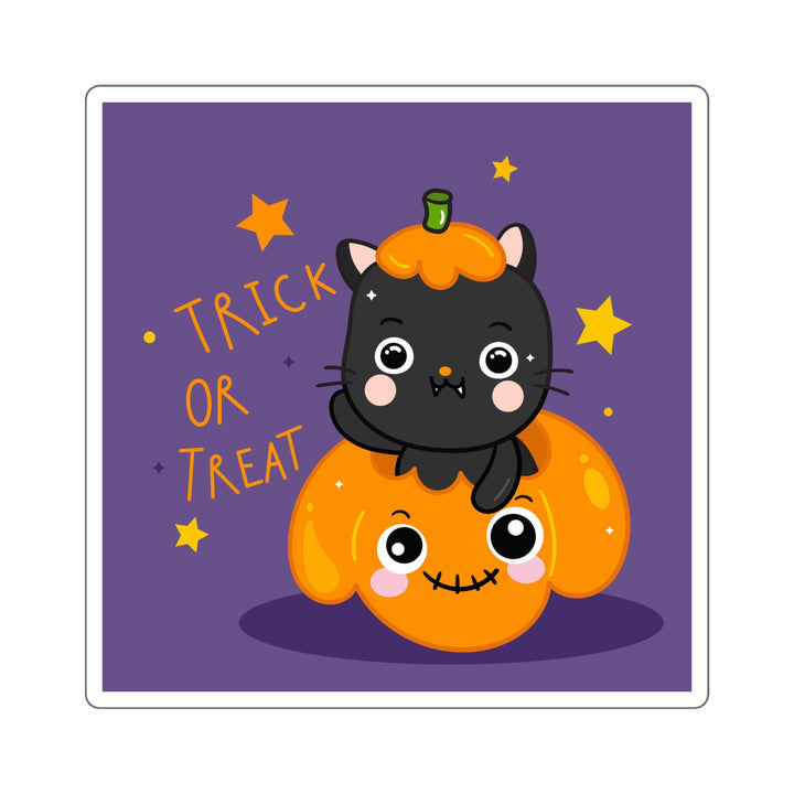 Trick or Treat Pumpkin Cat Square Sticker