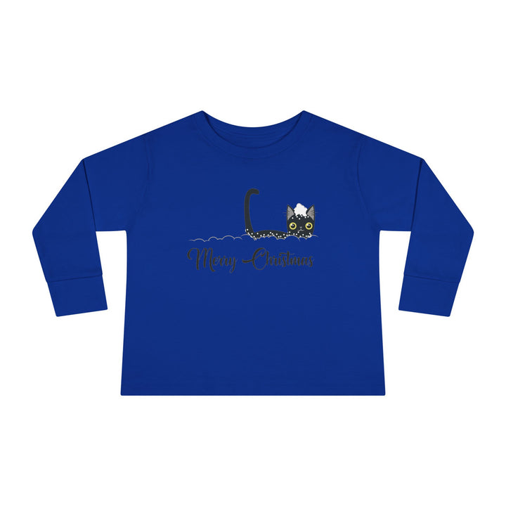 Snowy Christmas Cat Toddler Long Sleeve Tee