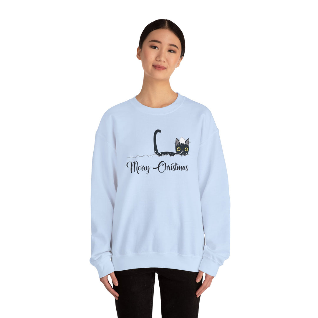 Snowy Christmas Cat Unisex Crewneck Sweatshirt