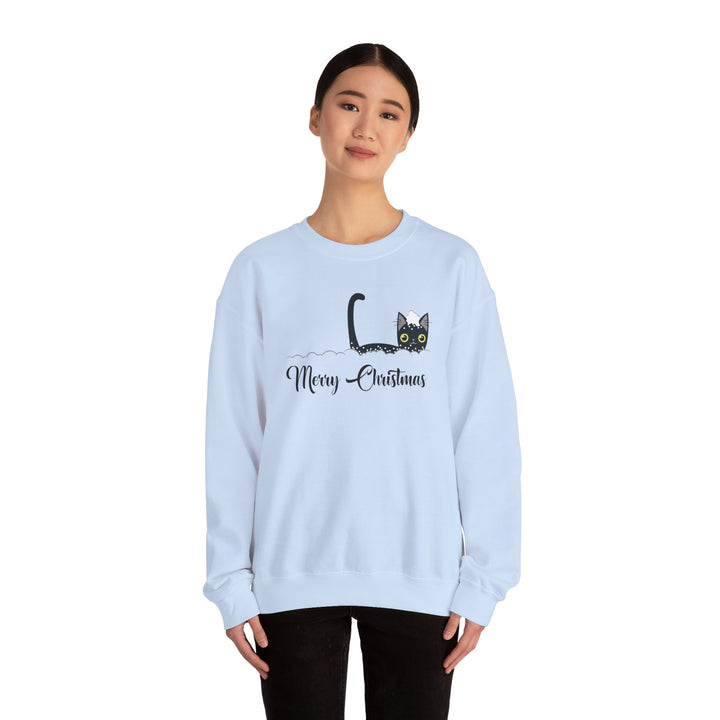 Snowy Christmas Cat Unisex Crewneck Sweatshirt