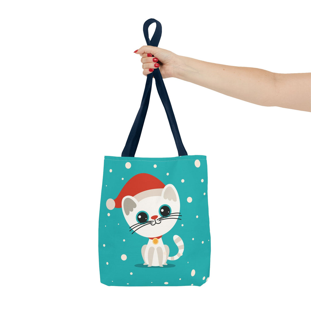 Teal Santa Cat Tote Bag