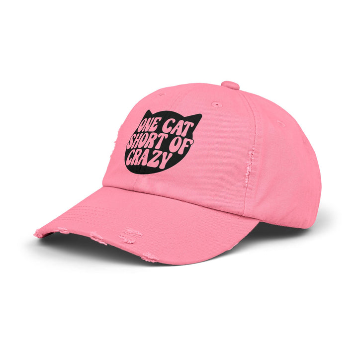 One Cat Short of Crazy Unisex Distressed Hat