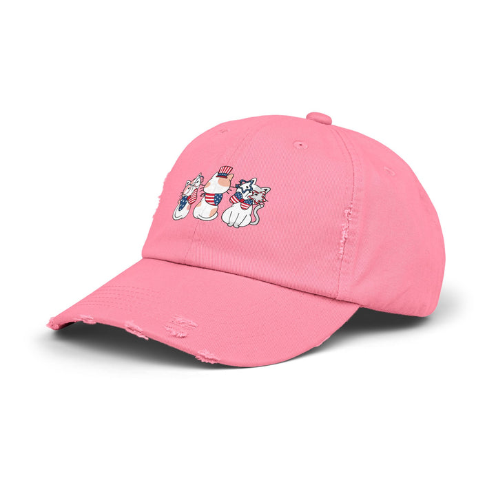 Flag Waving Cats Unisex Distressed Hat