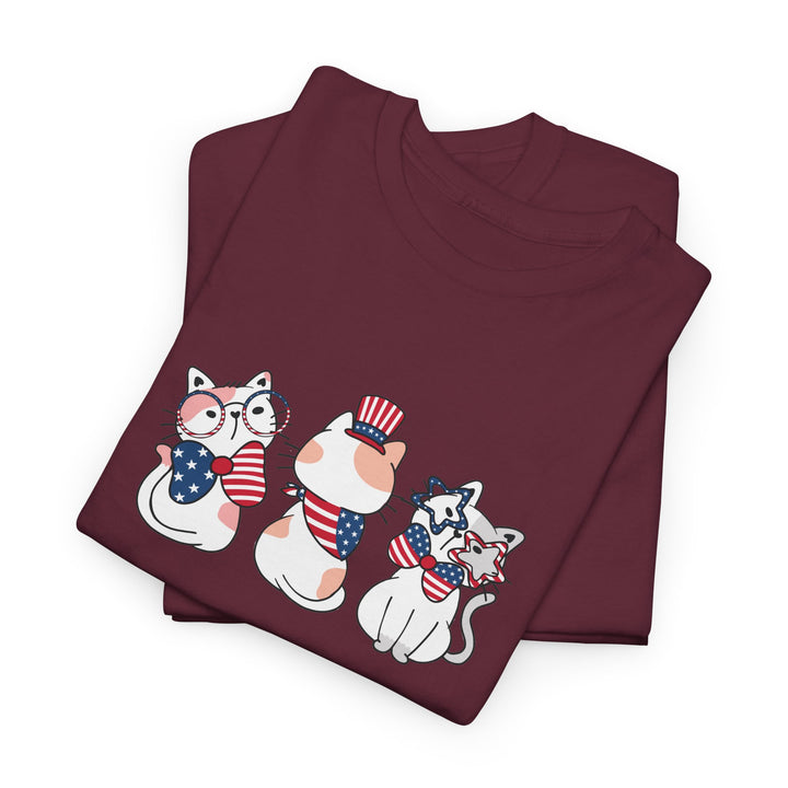 Flag Waving Cats Cotton Tee