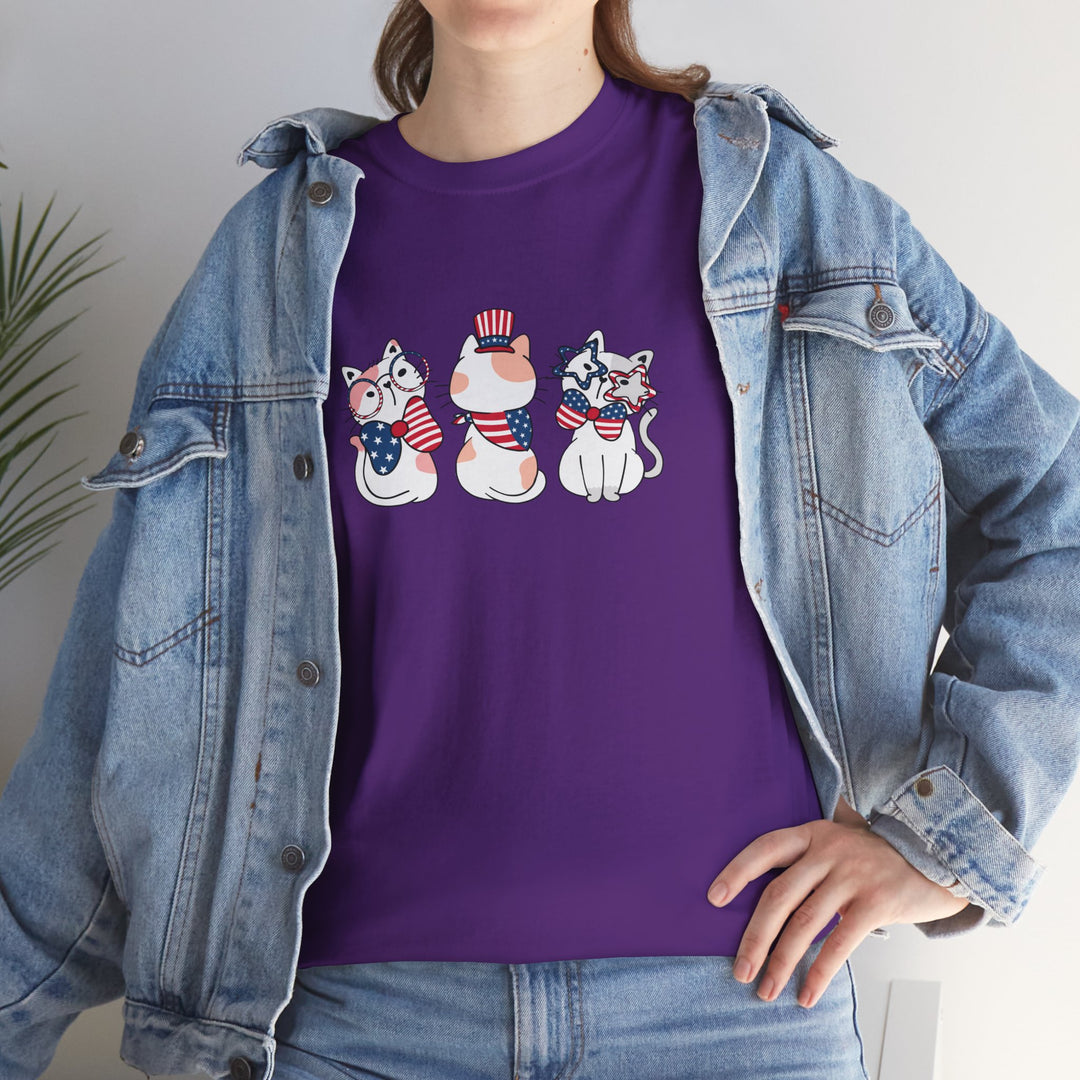 Flag Waving Cats Cotton Tee